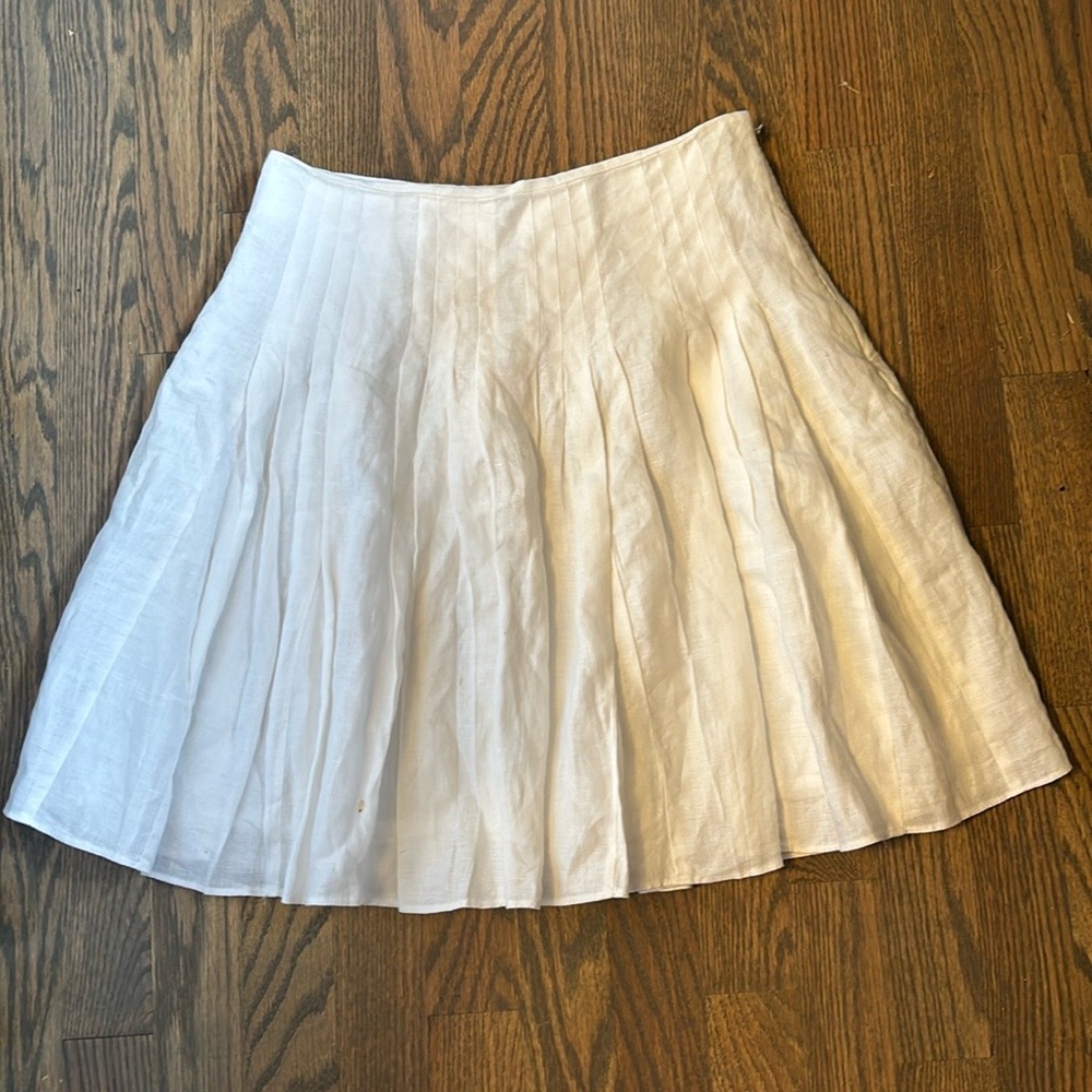 Loft 100% Linen Pleated White Mini Skirt Women’s Size 00P